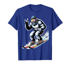 Funny Skiing Bigfoot Ski Winter Sport Snowboarder Skier T-Shirt
