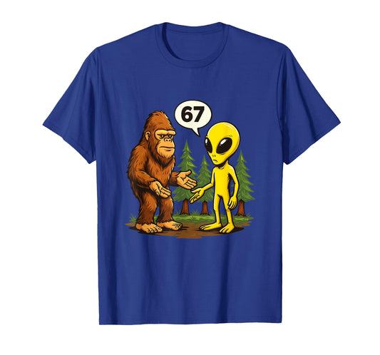 Six Seven Funny Bigfoot and Alien 67 Viral Meme Sasquatch T-Shirt