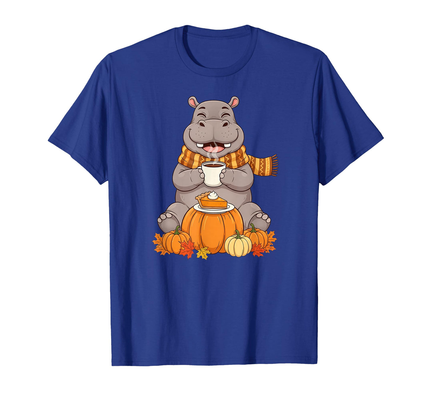 Funny Hippo Coffee Autumn Thanksgiving Womens Mens Kids T-Shirt