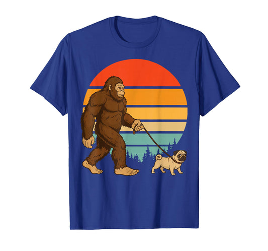 Bigfoot Pug Retro T-Shirt
