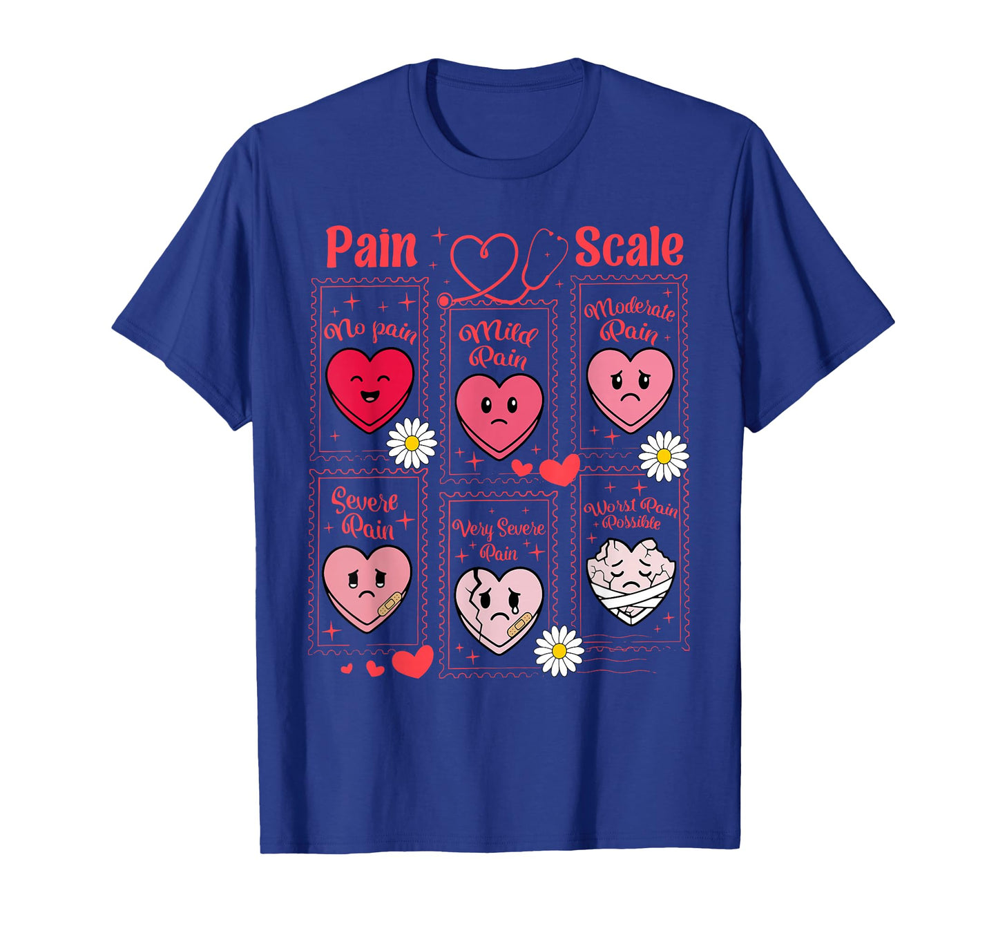 Stamp Pain Scale Heart Candy Trauma Nurse Triage Valentines T-Shirt