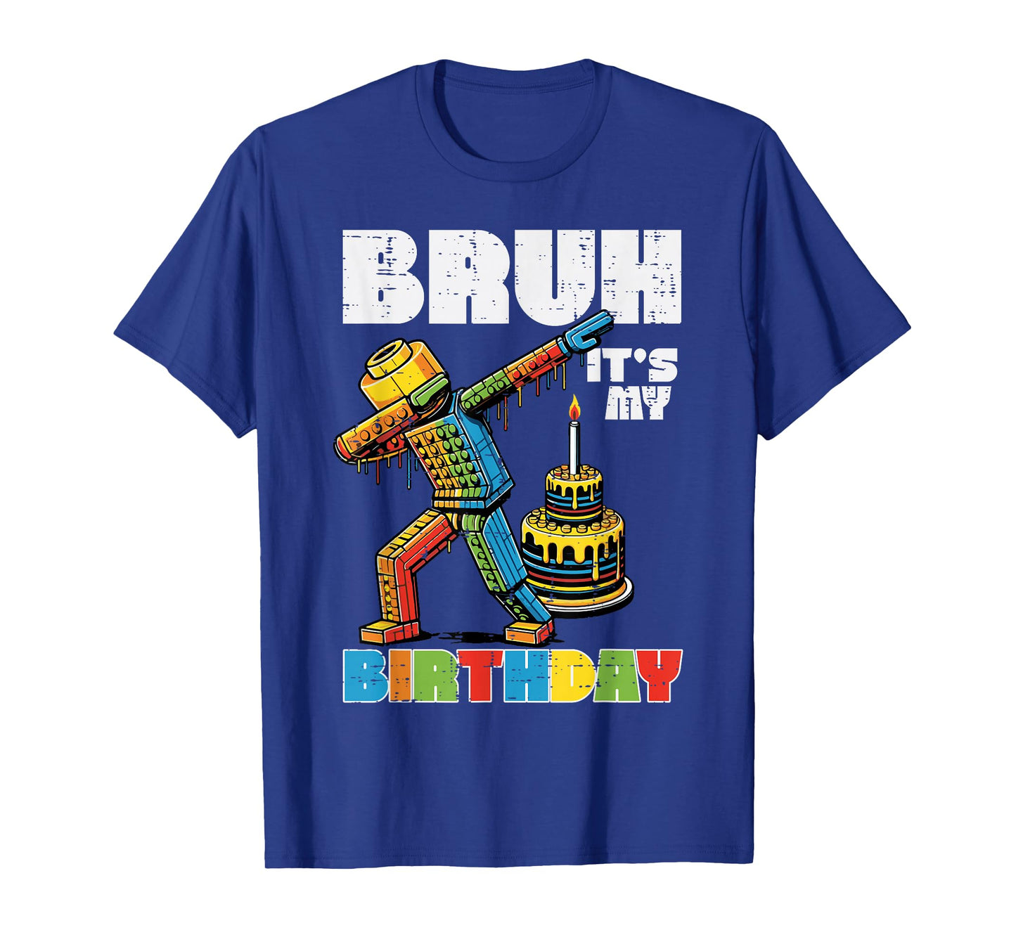 Bruh Its My Birthday Block Brick Dab Bday Party Boys Kids T-Shirt