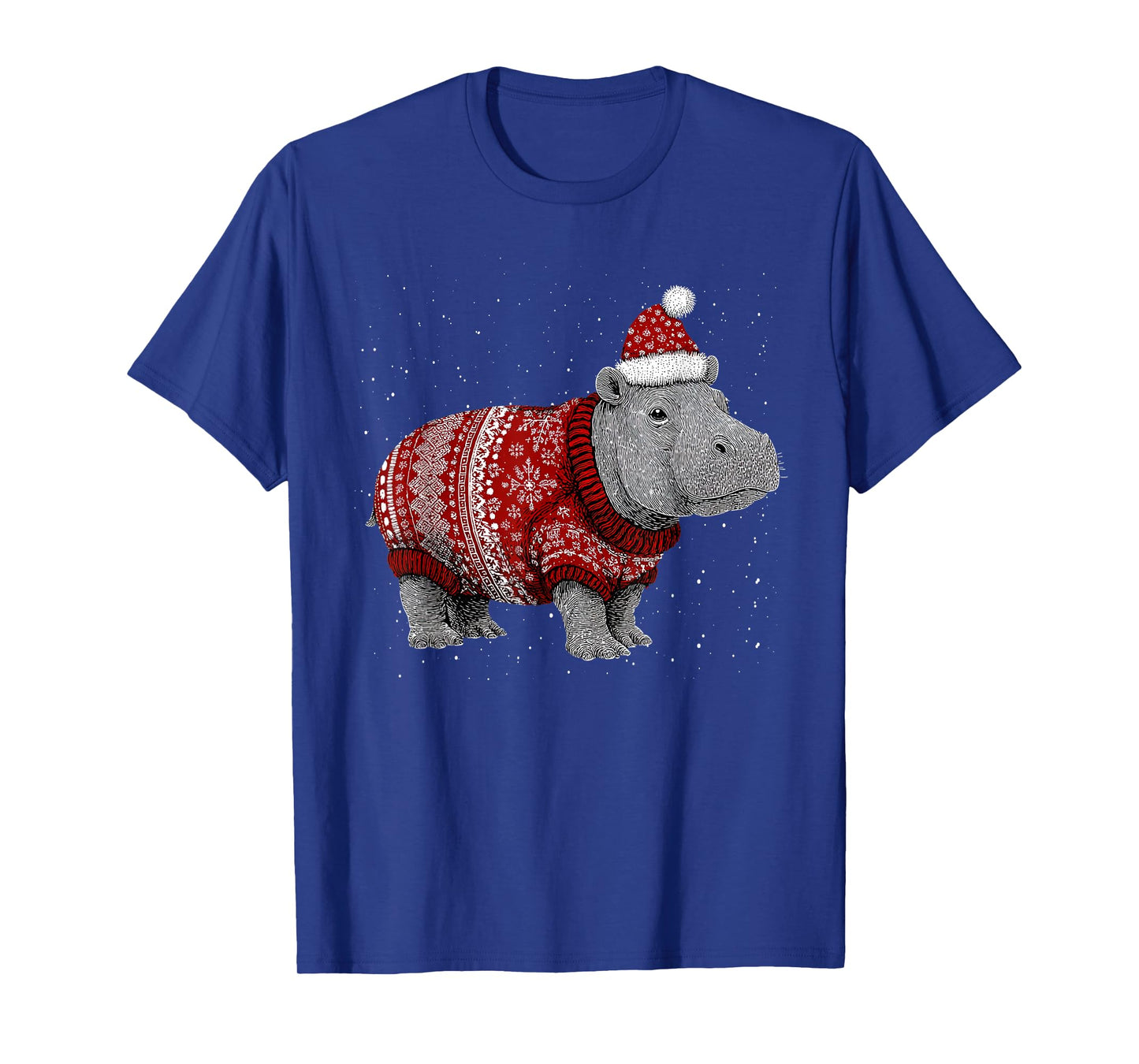 Merry Christmas Funny Hippo Santa Hat Xmas Pajama T-Shirt