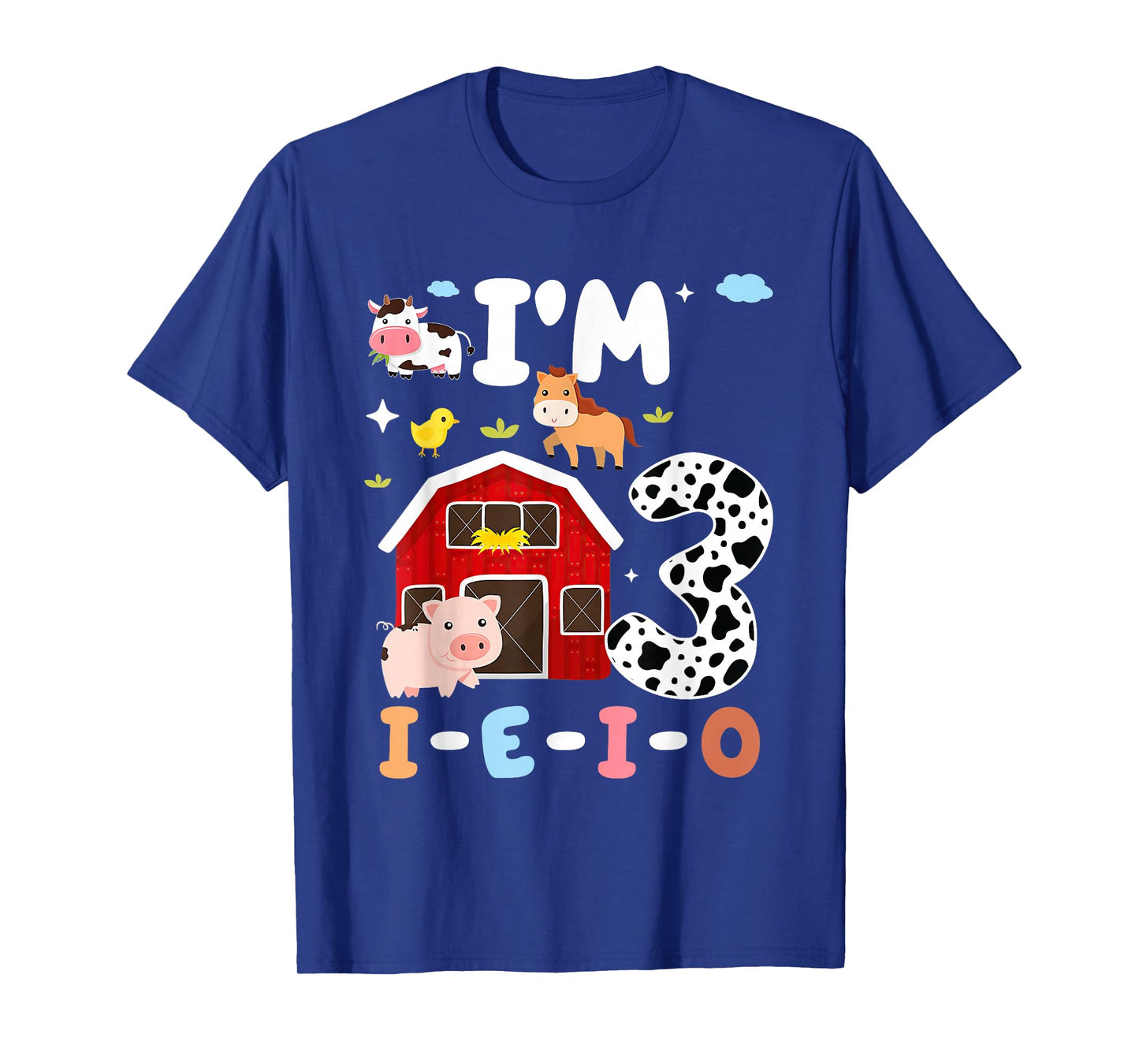 I'm Three I-E-I-O 3 Year Old Farm Animal 3rd Birthday T-Shirt