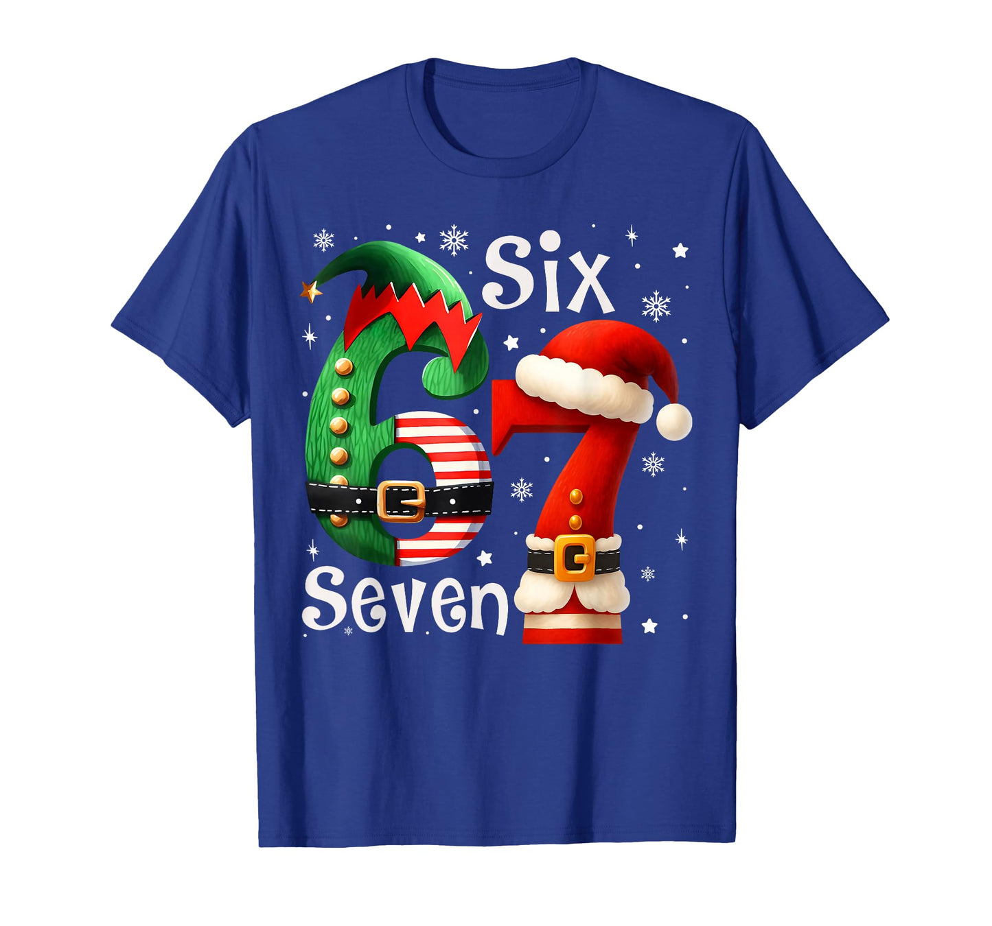 Funny Six Seven 67 Meme 6 7 Elf Santa Christmas Pajamas Kids T-Shirt