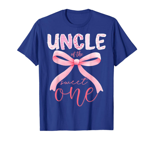 Uncle of The Sweet One Pink Coquette Bow 1st Birthday Girl T-Shirt