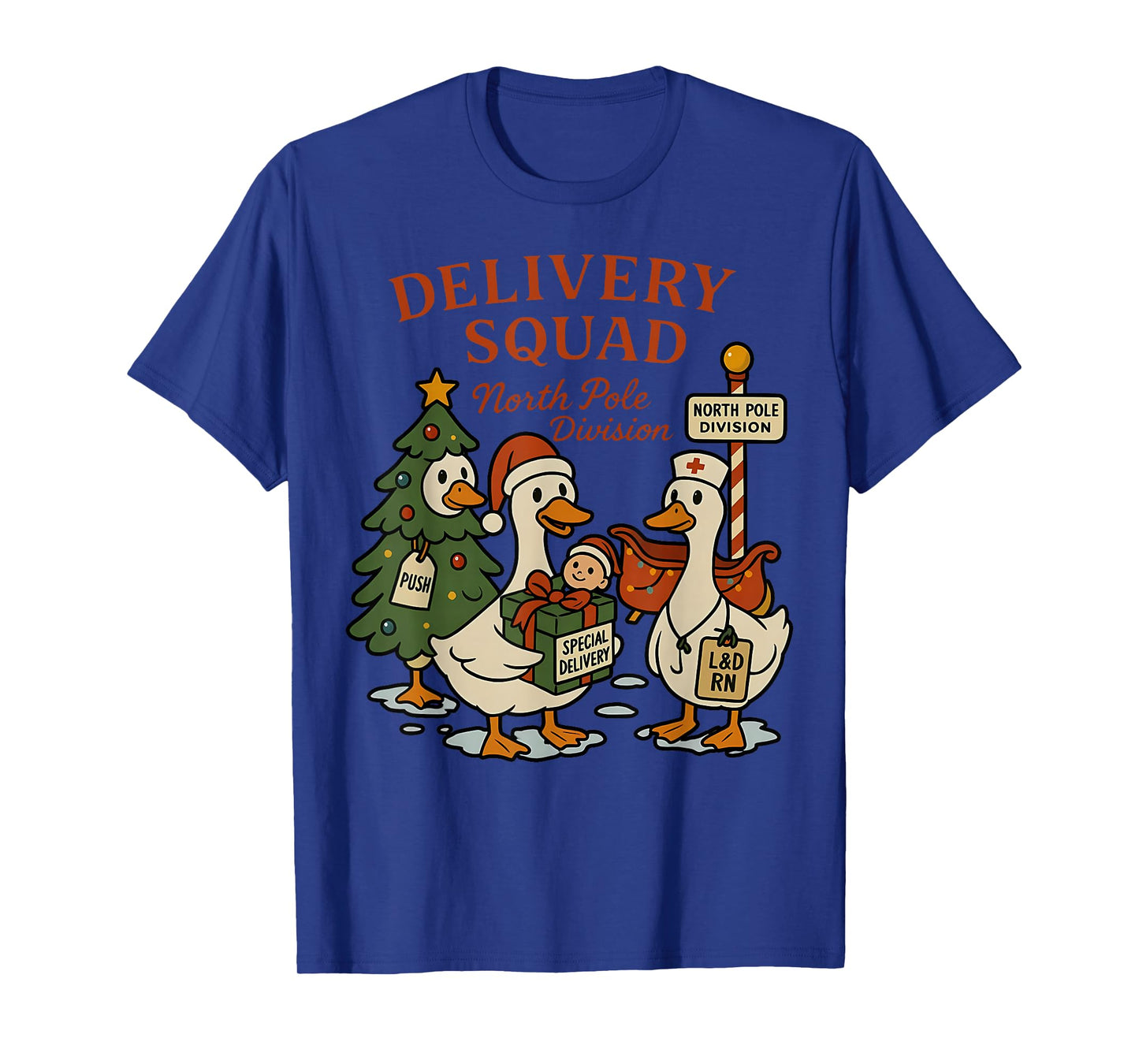 Delivery Squad Labor and Delivery Nurse Christmas Goose OB T-Shirt