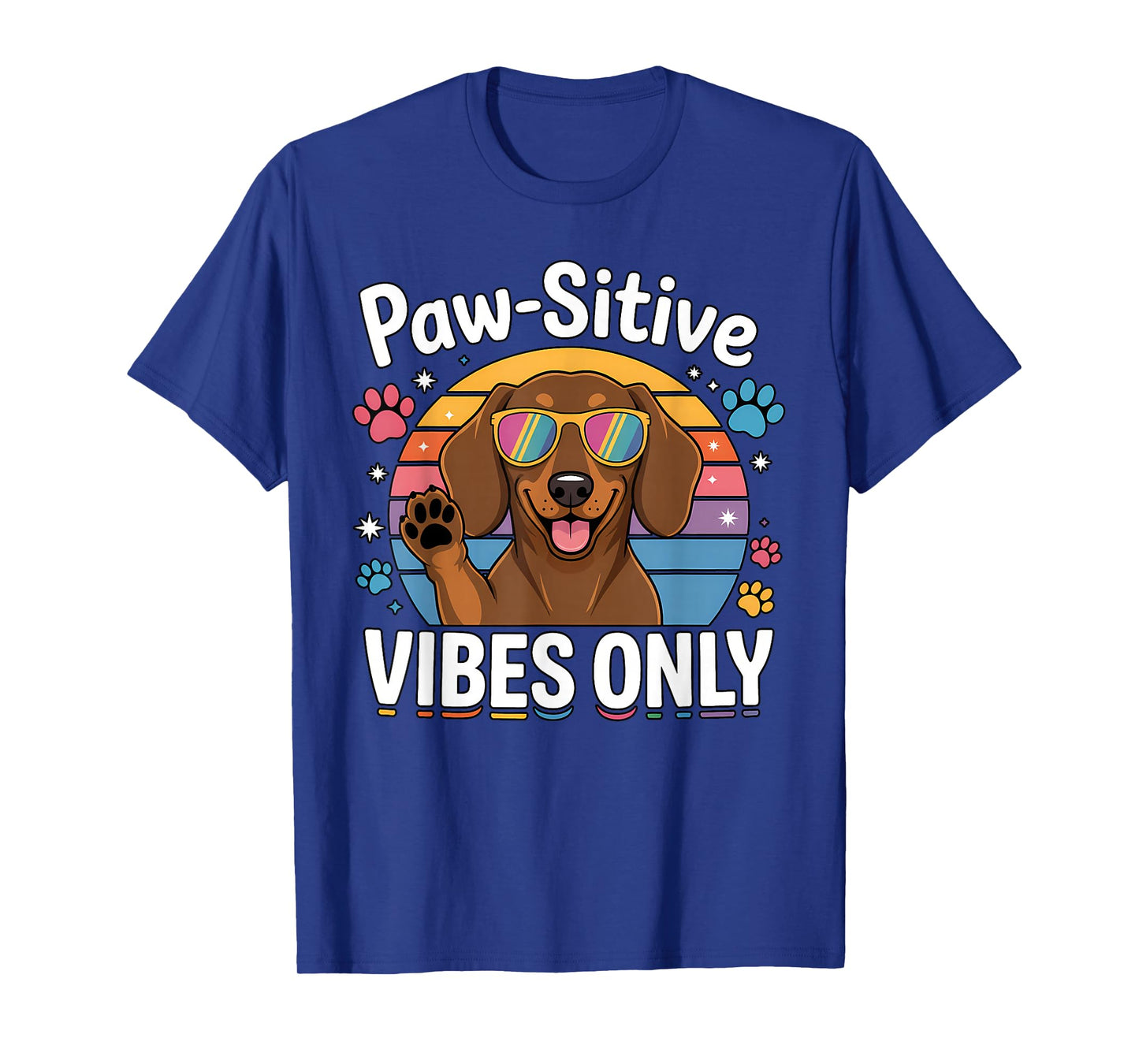 Vintage Dachshund Paw-sitive Vibes Only Cute Dog Lover T-Shirt