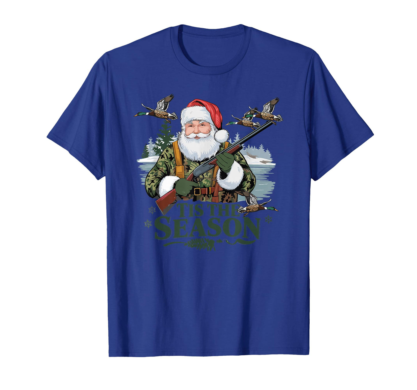 Tis The Season Santa Duck Hunting Funny Christmas Hunting T-Shirt