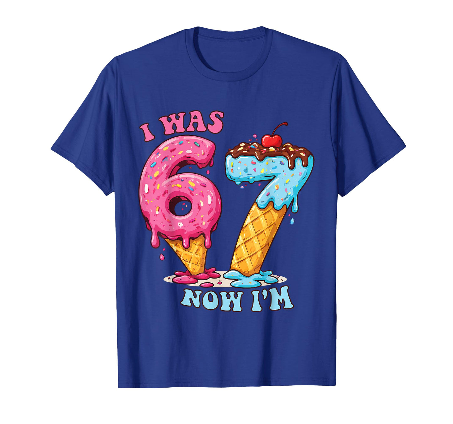 Ice Cream Donut Drip I was 6 Now Im 7th Birthday T-Shirt