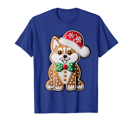 Funny Gingerbread Siberian Husky Dog Christmas Womens Mens T-Shirt