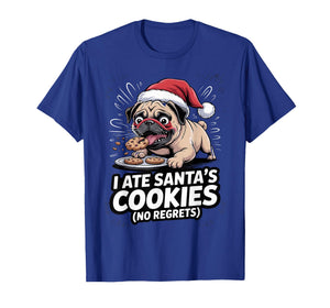 I Ate Santas Cookies Xmas Puppy Funny Christmas Pug T-Shirt