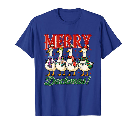 Merry Duckmas Goose in Festive Santa Christmas Hats T-Shirt