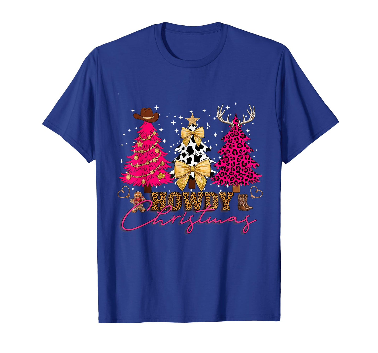 Howdy Christmas Western Cowgirl Trees Coquette Bow Xmas T-Shirt