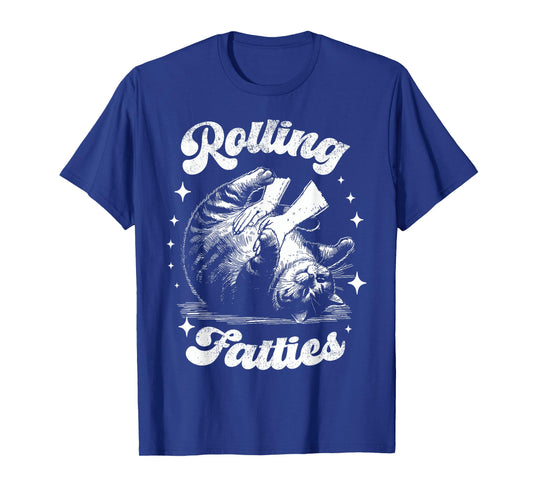 Retro Funny Rolling Fatties Vintage Sarcastic Cat Meme T-Shirt