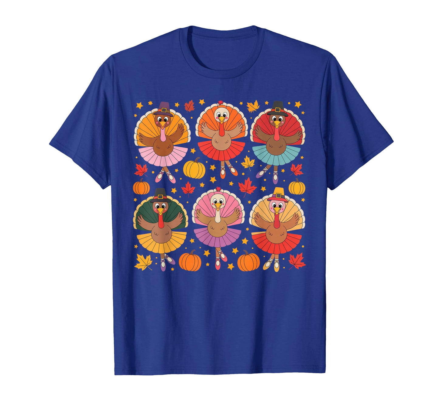 Autumn Ballerinas Dancing Cute Turkey Thanksgiving Girls T-Shirt