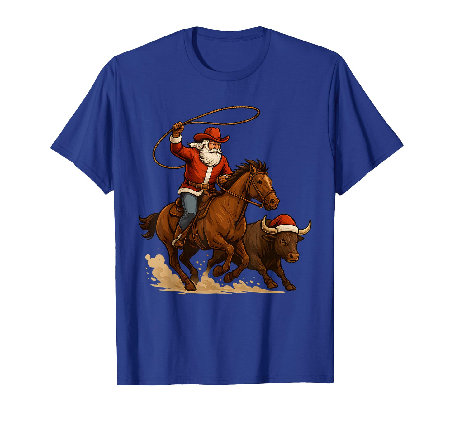Santa Claus Cowboy Vintage Western Christmas Pajamas Xmas T-Shirt