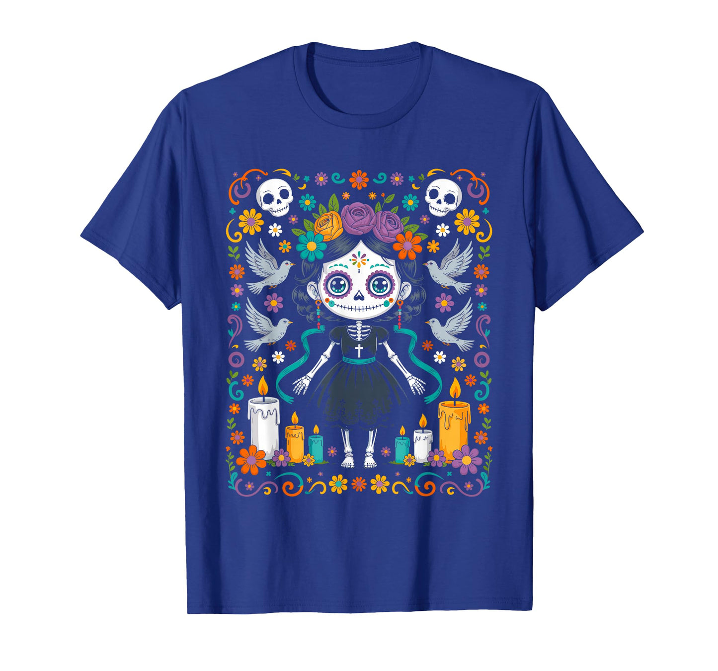 La Catrina Día De Los Muertos Cute Mexican Folk Art T-Shirt