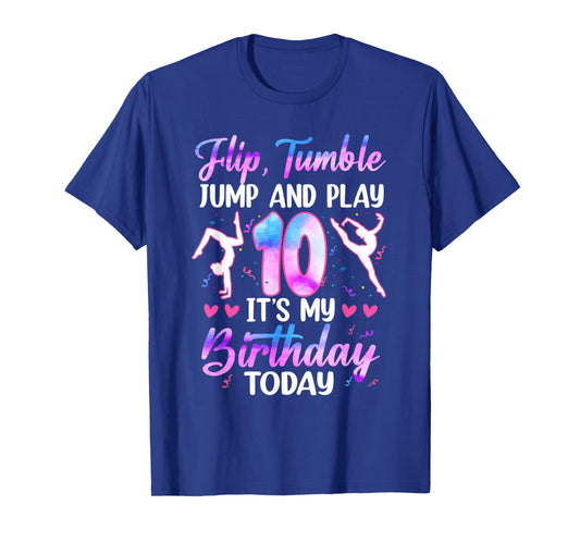 10 Year Old Girl Gymnast 10th Birthday Gymnastics Theme T-Shirt