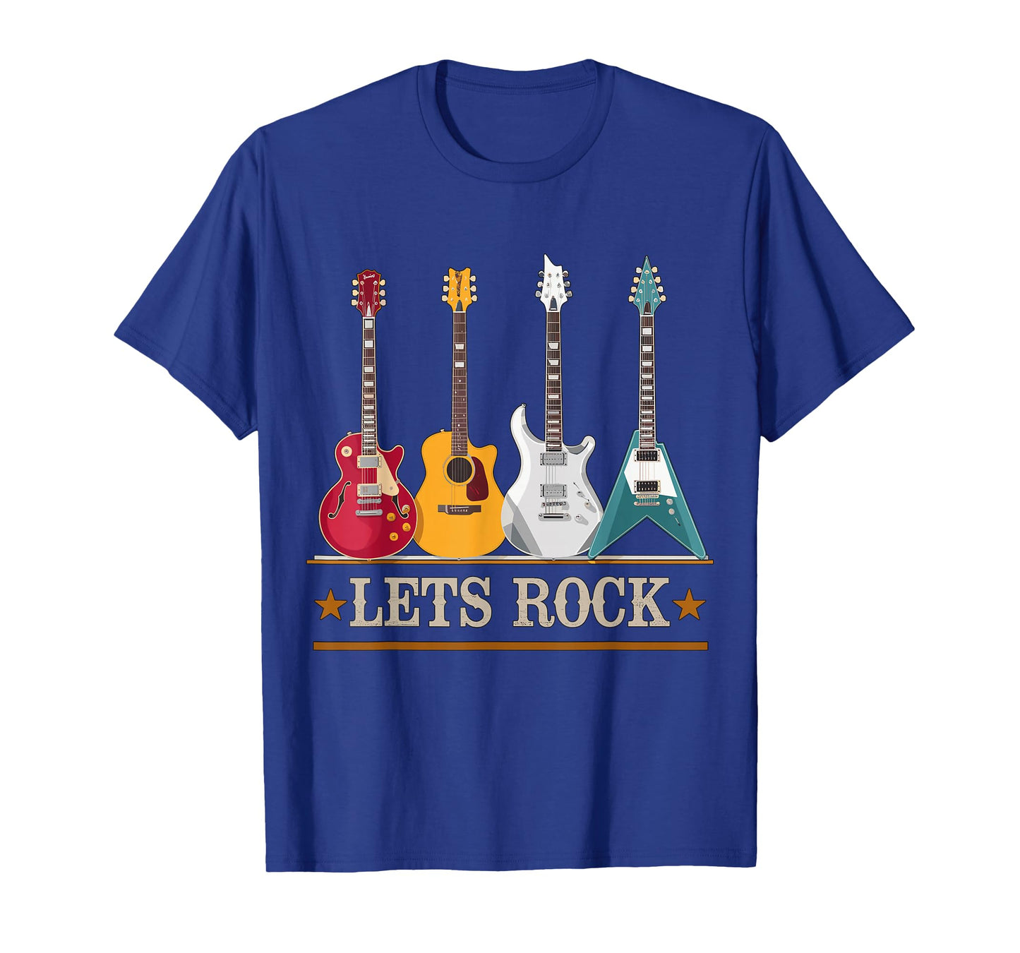 Let's Rock and Roll Guitar Music Band T-Shirt