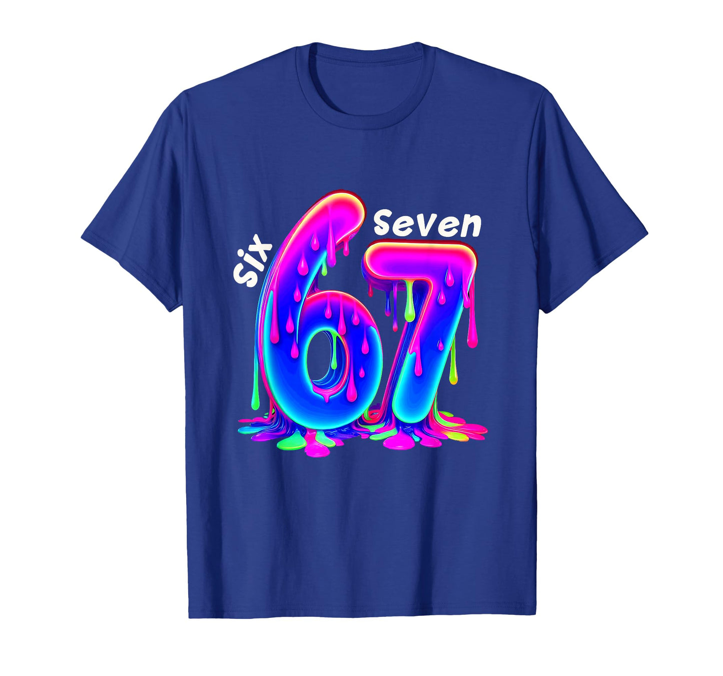 6 7 Neon Drippy Six Seven Viral Slang Gen Z Meme T-Shirt