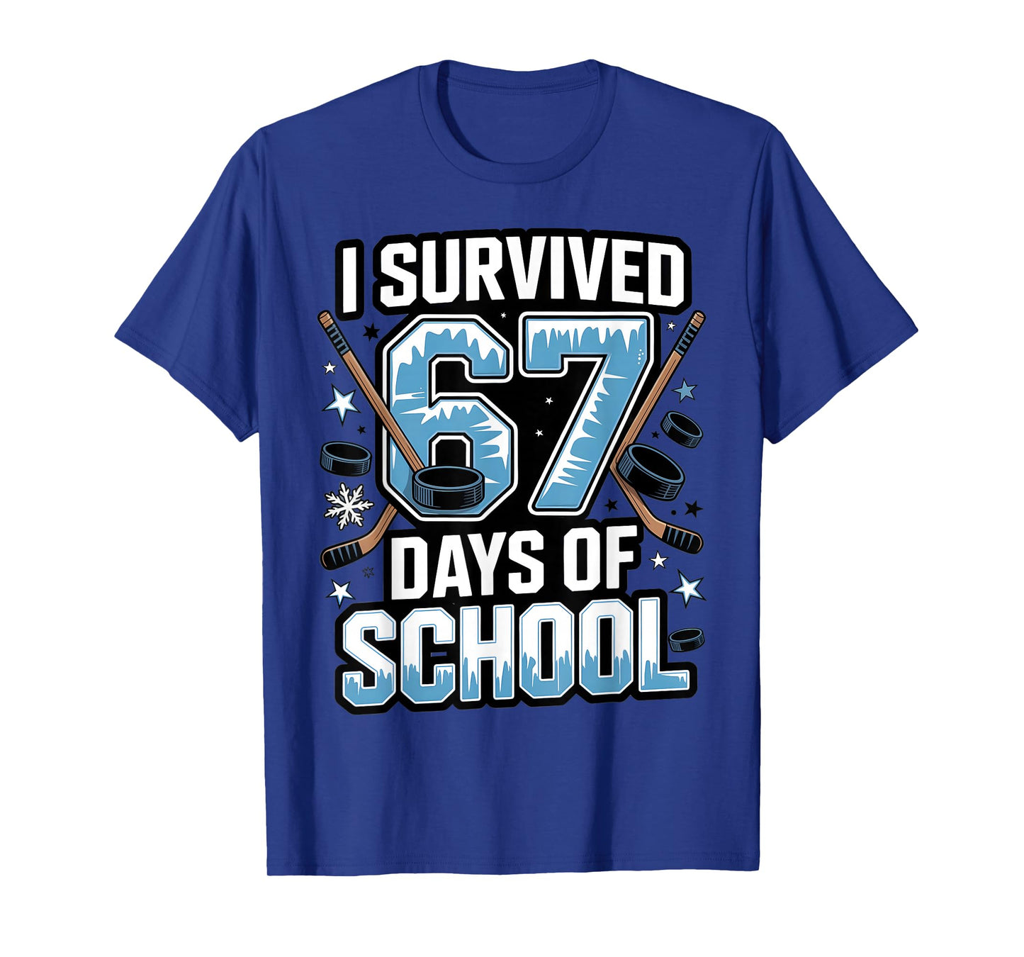 I Survived 67 Days of School - Teachers Students Hockey Gift T-Shirt