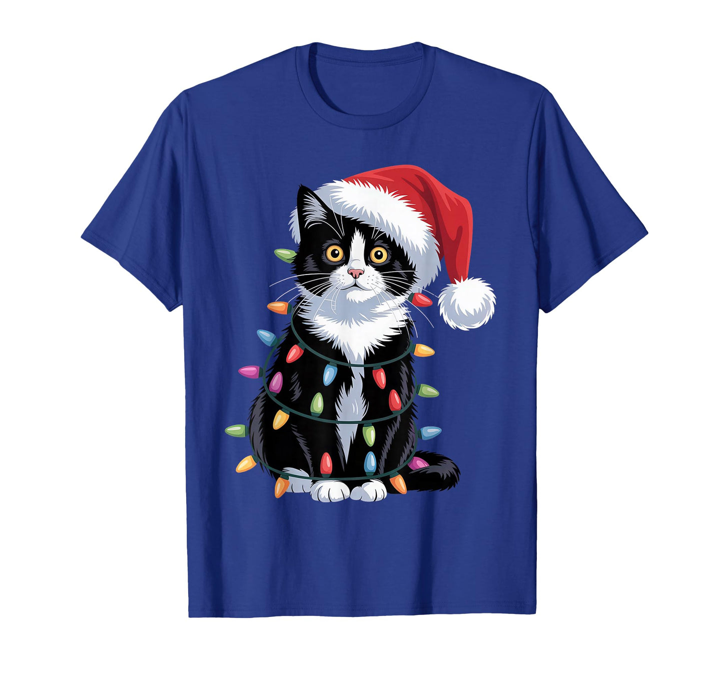 Tuxedo Cat Meow Santa Tuxie Christmas Tree T-Shirt