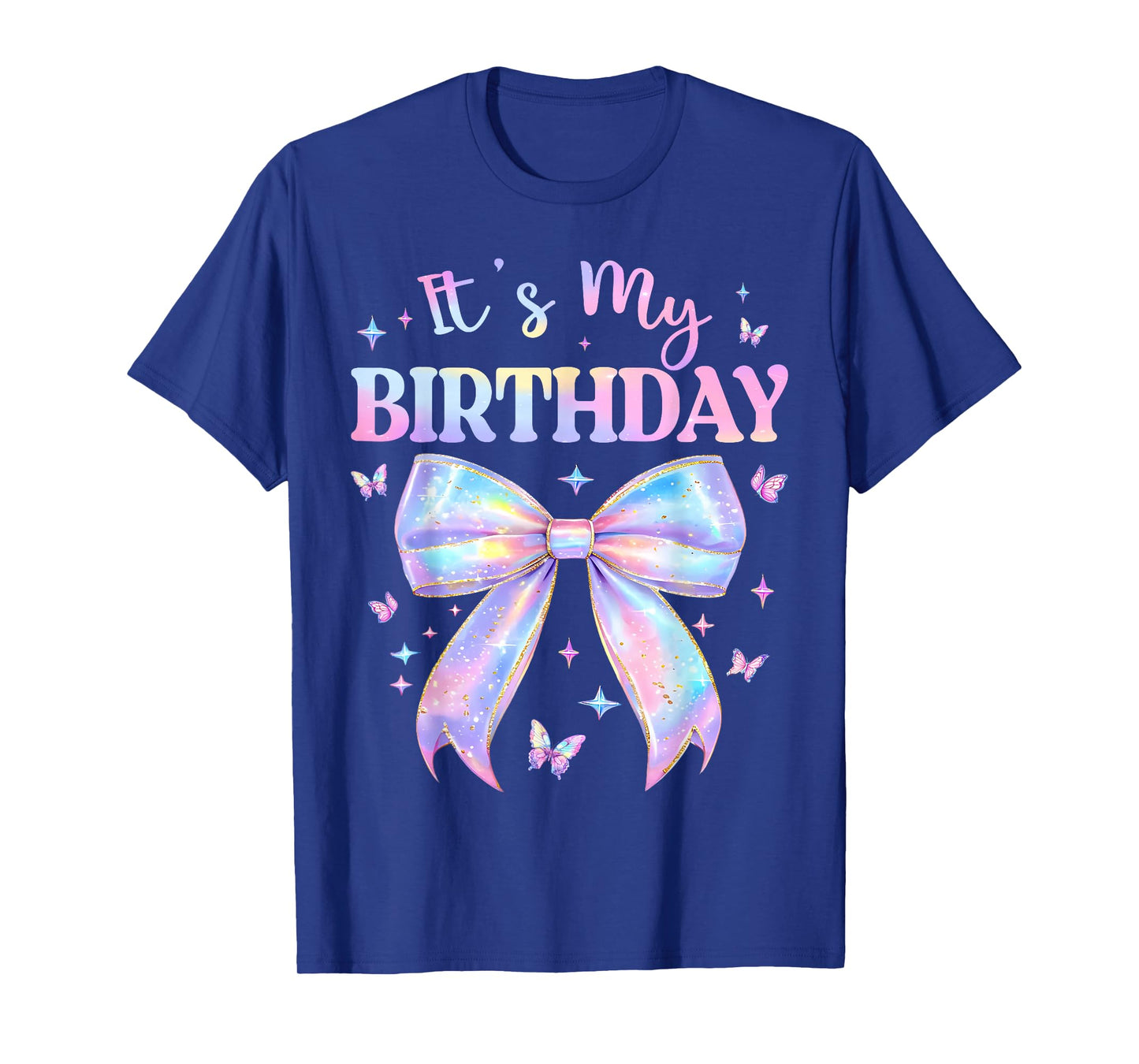 It's My Birthday Tie Dye Coquette Bow Butterfly Birthday T-Shirt