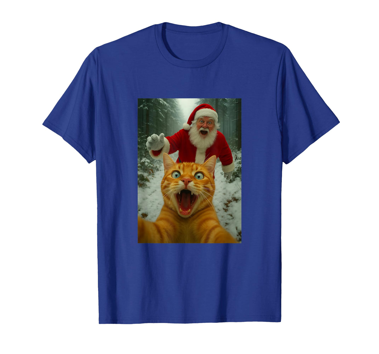 Cat Selfie with Santa Claus - Funny Kitten Christmas Lover T-Shirt