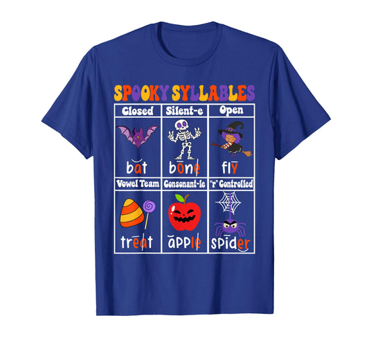 Spooky Syllables Teacher Funny Halloween Educational Kids T-Shirt