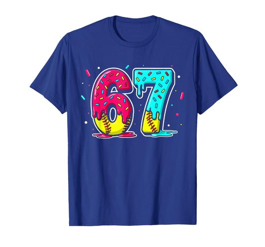 Ice Cream Dripping Softball Drip Funny 6 7 Six Seven Meme T-Shirt