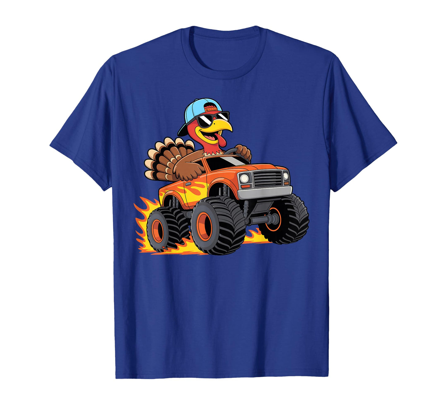 Thanksgiving Turkey Riding Monster Truck Boys Kids Youth T-Shirt