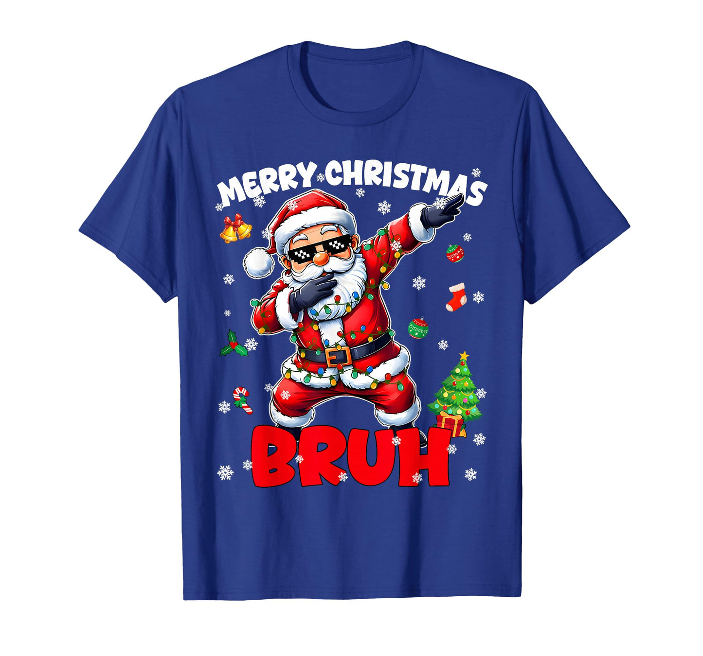 Merry Christmas Bruh Funny Santa Christmas PJs Men Boys Kids T-Shirt