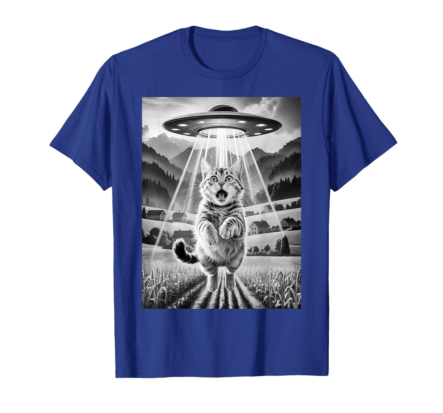 Funny Cat UFO Alien Abduction T-Shirt
