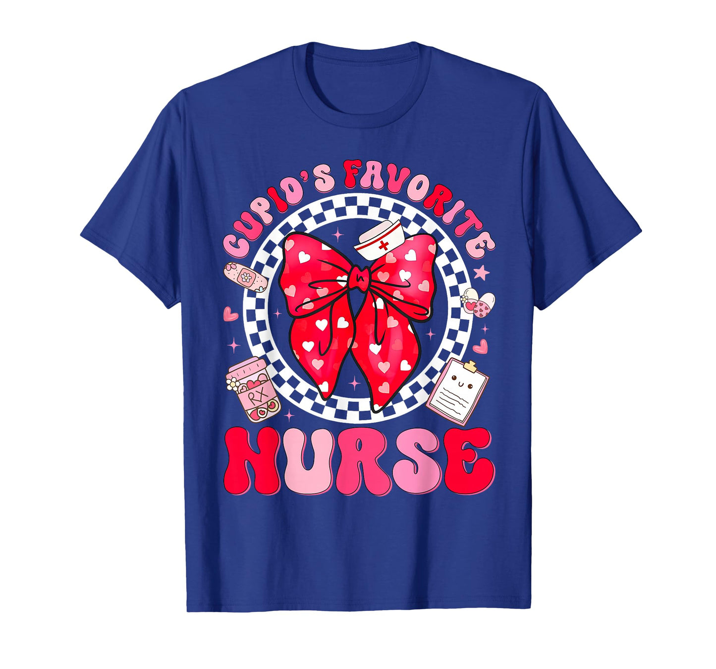Cupid's Favorite Nurse Valentine Coquette Bow Girl Women T-Shirt