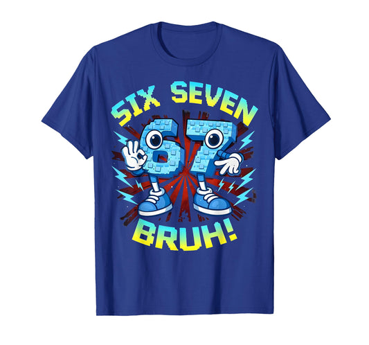 Funny Six Seven Bruh 67 Brainrot Meme Gifts for Boys Kids T-Shirt