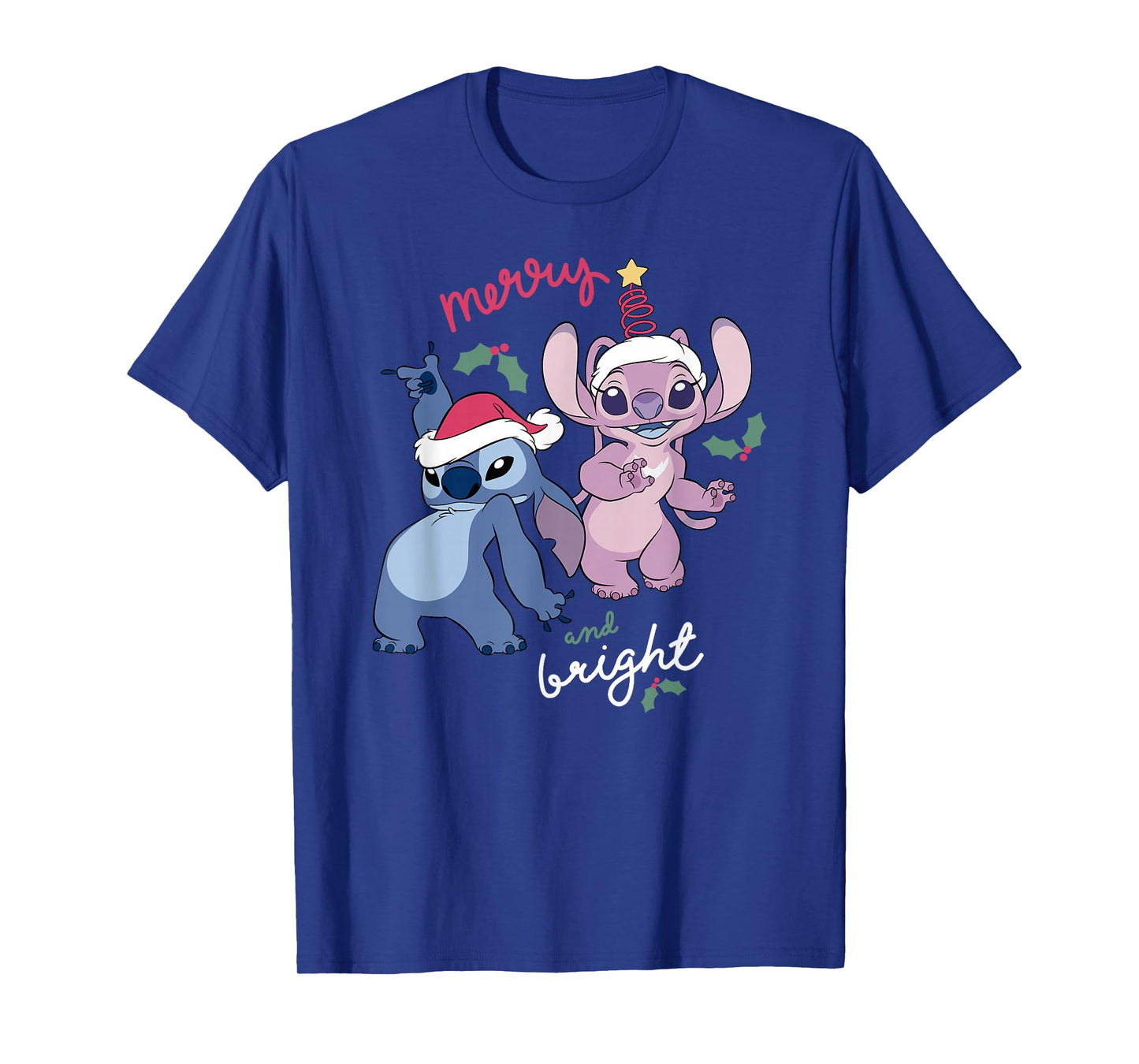 Disney Lilo & Stitch Christmas Merry & Bright Stitch & Angel T-Shirt
