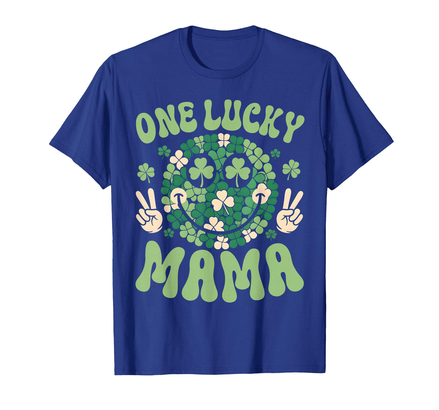 St Patricks Day Family Matching Groovy Retro One Lucky Mama T-Shirt