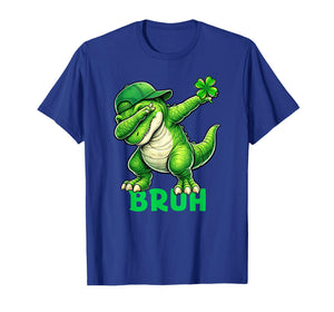 Bruh Dab Dinosaur Clovers Funny Kids Boys Men St Patrick Day T-Shirt
