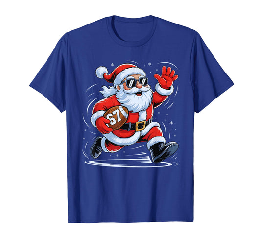Funny Football Santa 67 Christmas Xmas Holiday Boys Kids T-Shirt