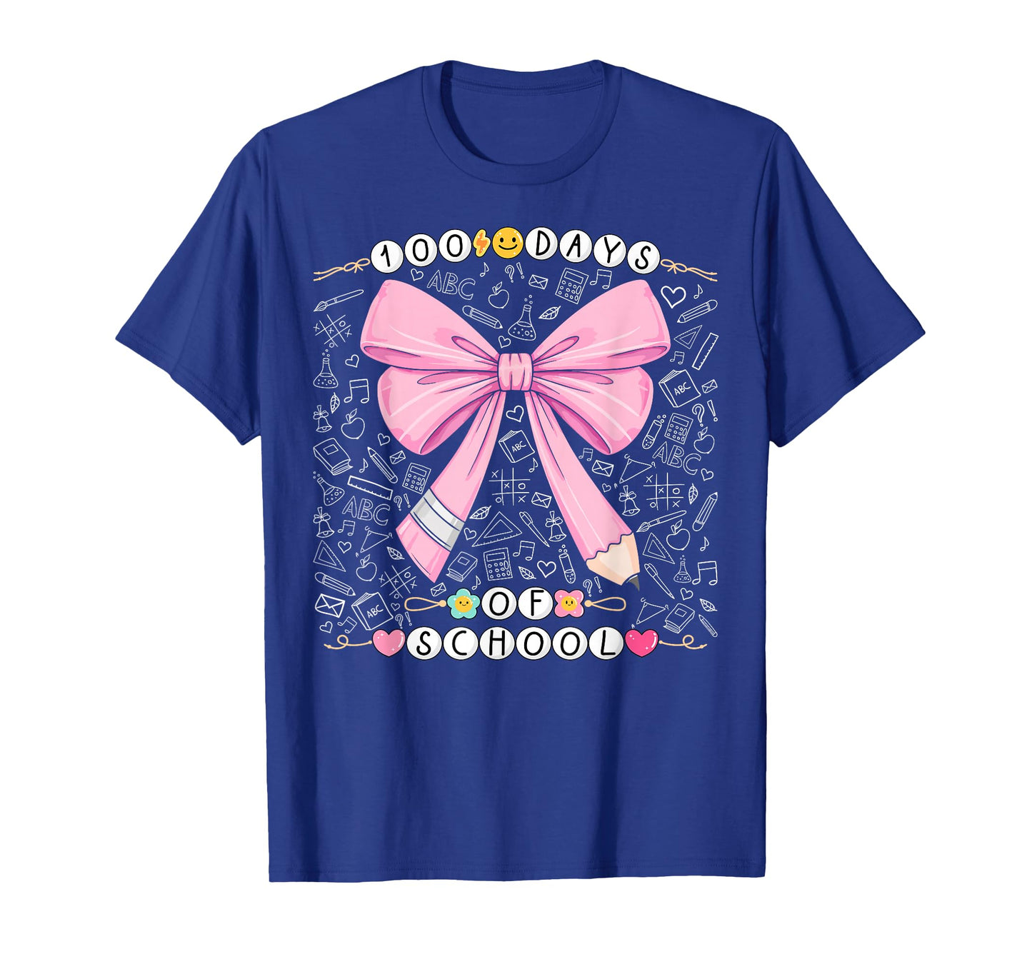 100 Days of School Girls Cute Pencil Coquette Bow Bracelet T-Shirt