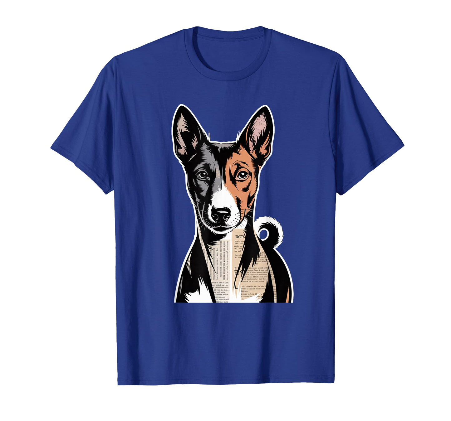 Newspaper Art Basenji Barkless Dog T-Shirt