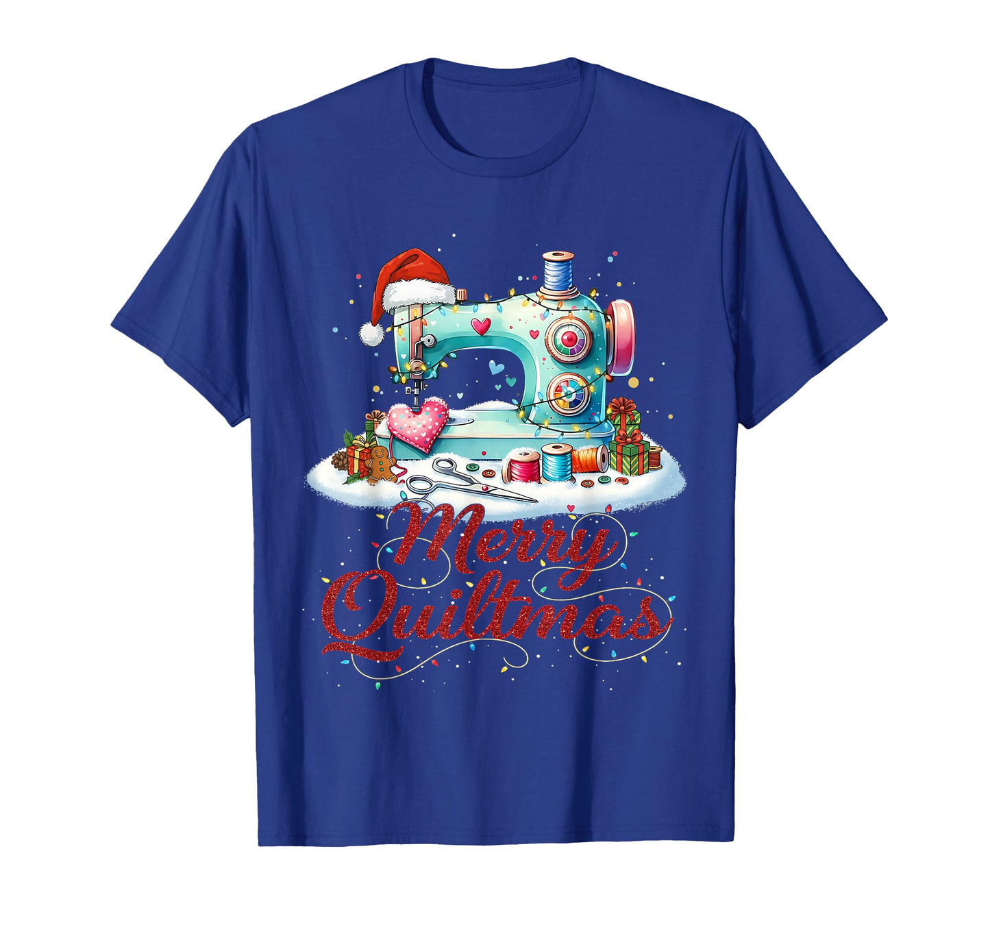 Cute Sewing Sewer Merry Quiltmas Christmas Patterns Quilter T-Shirt