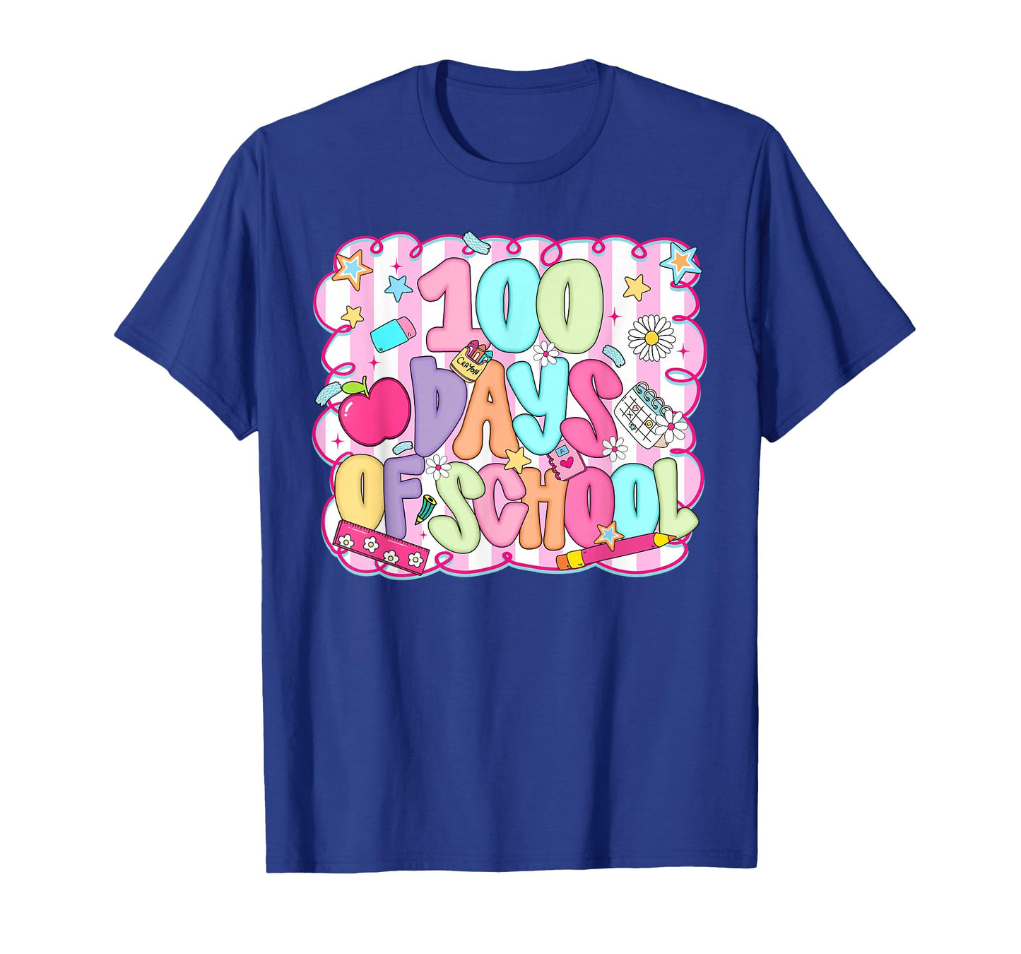 Preppy 100 Days of School 100th Day Teacher Girl Women Kids T-Shirt