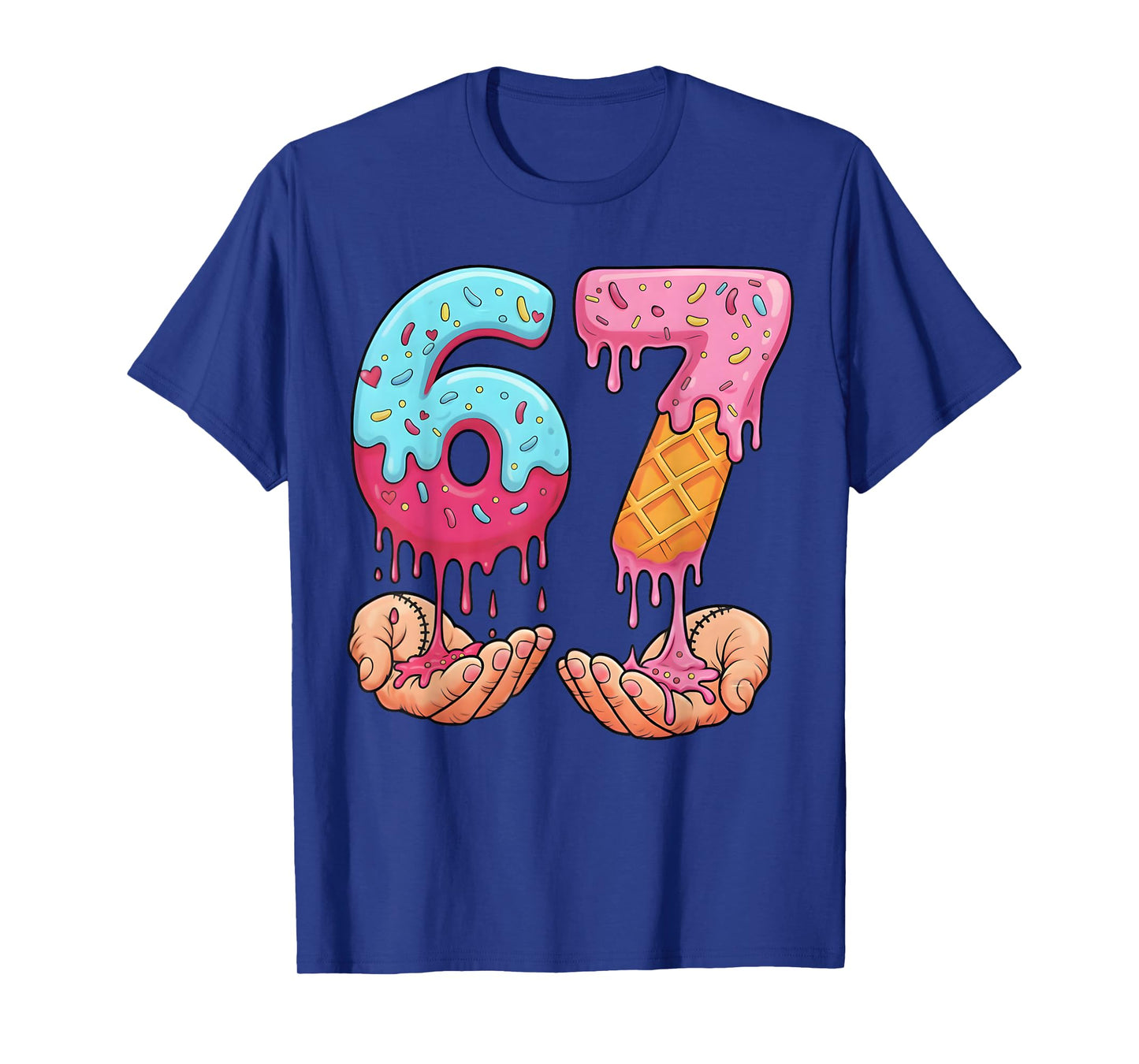 Six Seven Ice Cream Drip Cool Meme 67 Funny Number T-Shirt