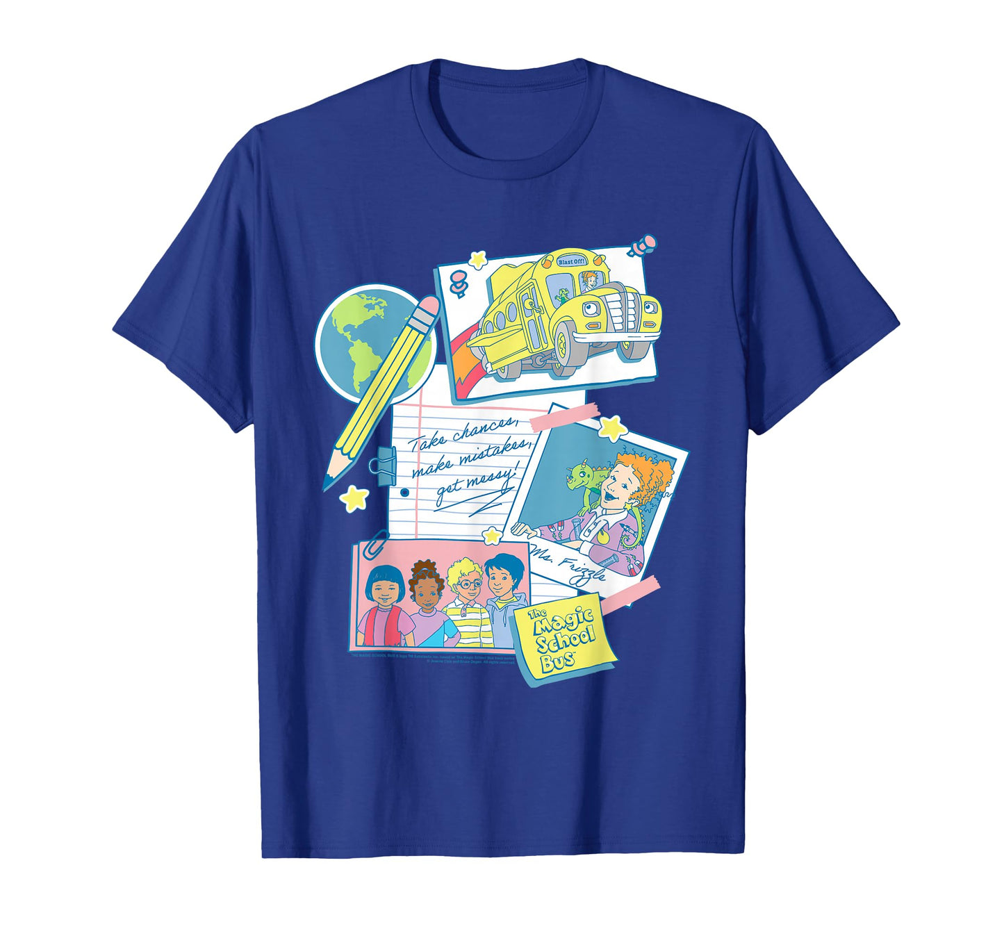 The Magic School Bus Classroom Items Collage Retro Cartoon T-Shirt