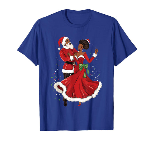 African American Santa Dancing with Mrs Claus for Christmas T-Shirt