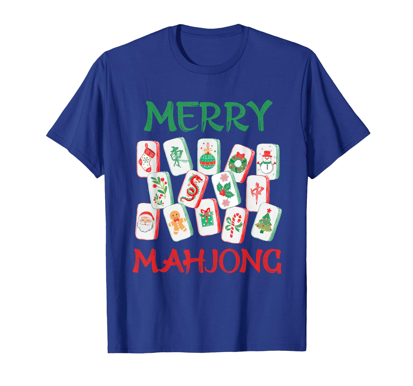 Watercolor Christmas Mahjong Tiles Chinese Mah Jong Xmas T-Shirt
