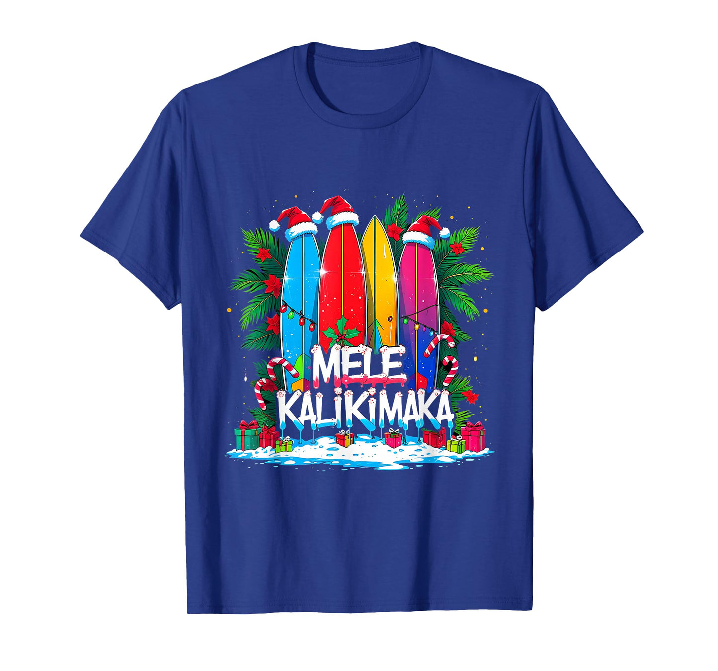 Mele Kalikimaka Surfboard Christmas Vibes T-Shirt