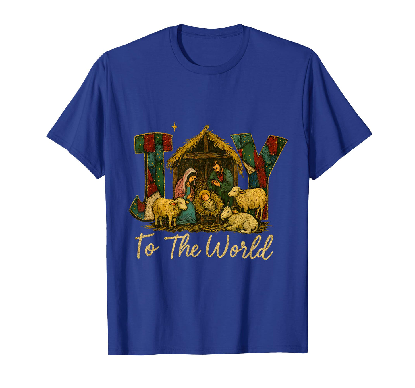 Rustic Nativity Joy to The World – Faithful Christmas Art T-Shirt